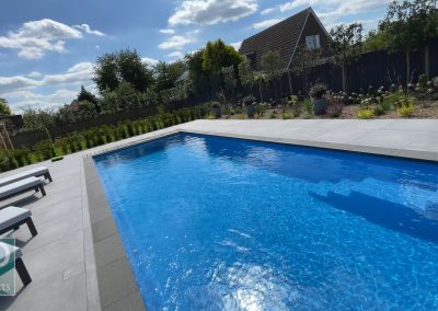 Angled photograph of the pool