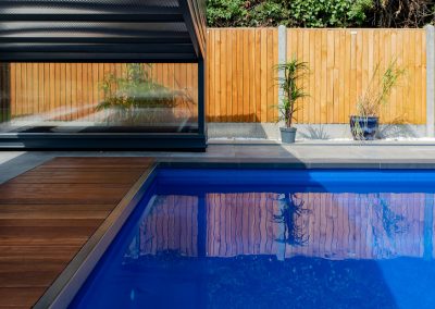 Telescopic pool cover opened